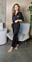 Load image into Gallery viewer, Black 3 Piece Kimono Pajama Sets
