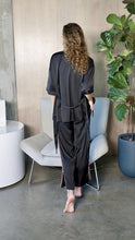 Load image into Gallery viewer, Black 3 Piece Kimono Pajama Sets