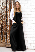 Load image into Gallery viewer, Black Knotted Straps Patch Pocket Wide Leg Jumpsuit