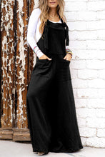 Load image into Gallery viewer, Black Knotted Straps Patch Pocket Wide Leg Jumpsuit