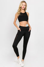 Load image into Gallery viewer, Active Jersey Mesh Striped 3-Pocket Leggings