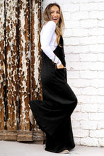 Load image into Gallery viewer, Black Knotted Straps Patch Pocket Wide Leg Jumpsuit