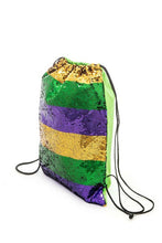 Load image into Gallery viewer, Sequin Mardi Gras Drawstring Backpack Bag
