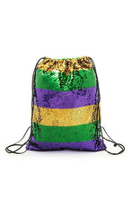 Load image into Gallery viewer, Sequin Mardi Gras Drawstring Backpack Bag
