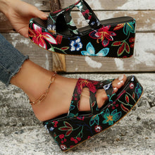 Load image into Gallery viewer, Cutout Floral Peep Toe Sandals
