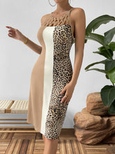 Load image into Gallery viewer, Ivy Lane Leopard Color Block Cutout Sleeveless Knee-Length Dress
