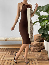 Load image into Gallery viewer, Ivy Lane Leopard Color Block Cutout Sleeveless Knee-Length Dress
