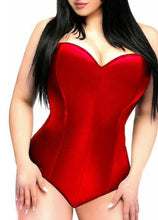 Load image into Gallery viewer, Lavish Red Satin Corset Romper
