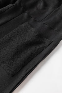 Black Knotted Straps Patch Pocket Wide Leg Jumpsuit