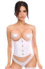 Load image into Gallery viewer, White Satin Open Bust Underwire Underbust Corset
