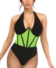 Load image into Gallery viewer, Neon Green Mesh Open Cup Waist Cincher
