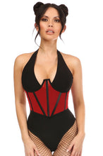 Load image into Gallery viewer, Red Mesh Open Cup Waist Cincher
