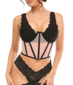 Lt Pink Mesh Open Cup Waist Cincher