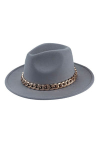 Small Brim Chain Classic Fedora Hat
