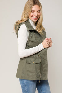 Plus Size Hoodied Military Anorak Utility Vest