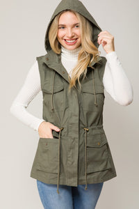 Plus Size Hoodied Military Anorak Utility Vest