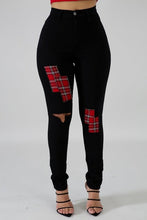 Load image into Gallery viewer, Plaid Patch Skinny Jean
