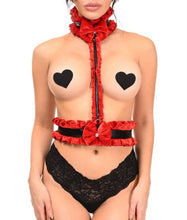 Load image into Gallery viewer, Red Velvet Faux Leather Single Strap Body Harness
