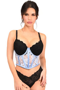 Lt Blue Sheer Lace Underwire Waist Cincher Corset