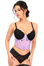 Load image into Gallery viewer, Purple Sheer Lace Underwire Waist Cincher Corset
