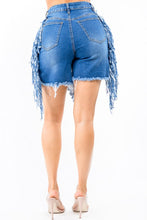 Load image into Gallery viewer, HIGH WAIST CUT OUT FRONT FRINGED SHORTS
