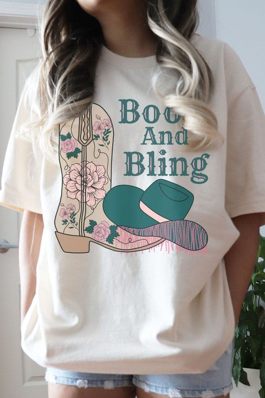 Boots and Bling Oversized Graphic Tee