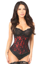 Load image into Gallery viewer, Lavish Red Underbust Corset w/Black Lace Overlay
