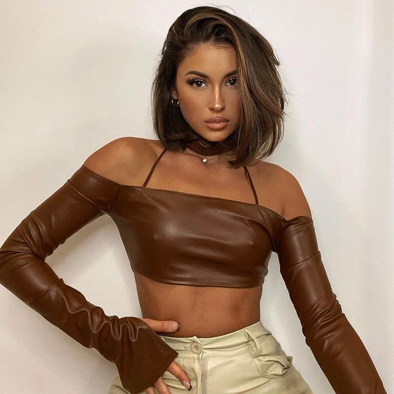 Long Sleeve Leather Top