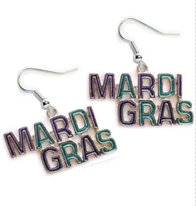 Mardi Gras Word Earrings