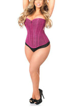 Load image into Gallery viewer, Lavish Fuchsia Glitter Front Zipper Corset
