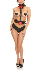 Kitten Collection Red Roses Satin Body Harness
