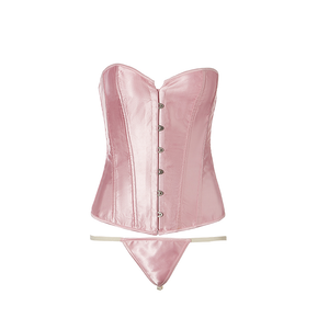 Retro Satin Single-Breasted Corset With Panty