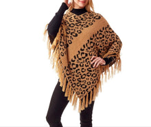 Load image into Gallery viewer, Beige Leopard Eyelash Poncho
